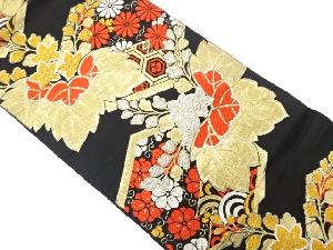 アンティーク　桐に菊梅古典柄模様織り出し袋帯(着用可)